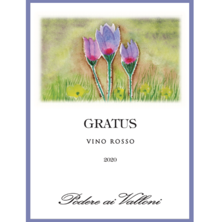 Vino rosso bio Gratus 2020 label