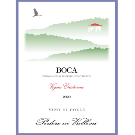 Etichetta del vino Boca DOC Vigna Cristiana bio 2020 Alto Piemonte nebbiolo